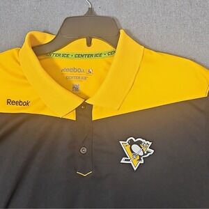 Reebok Pittsburgh Penguins Center Ice NHL Polo Shirt XL Black Yellow